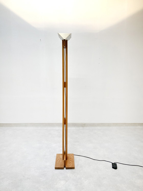 Image 1 of Italian brutalist wooden floorlamp 