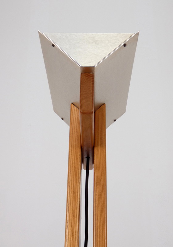 Image 1 of Italian brutalist wooden floorlamp 