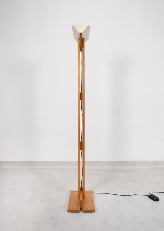 Image 1 of Italian brutalist wooden floorlamp 