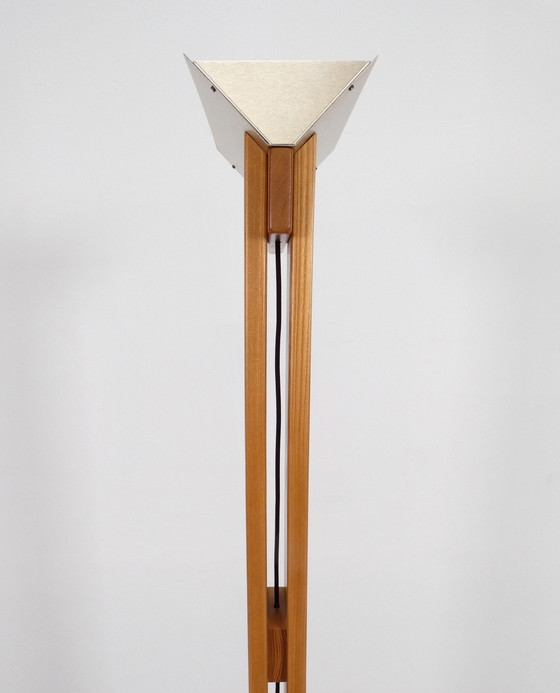 Image 1 of Italian brutalist wooden floorlamp 