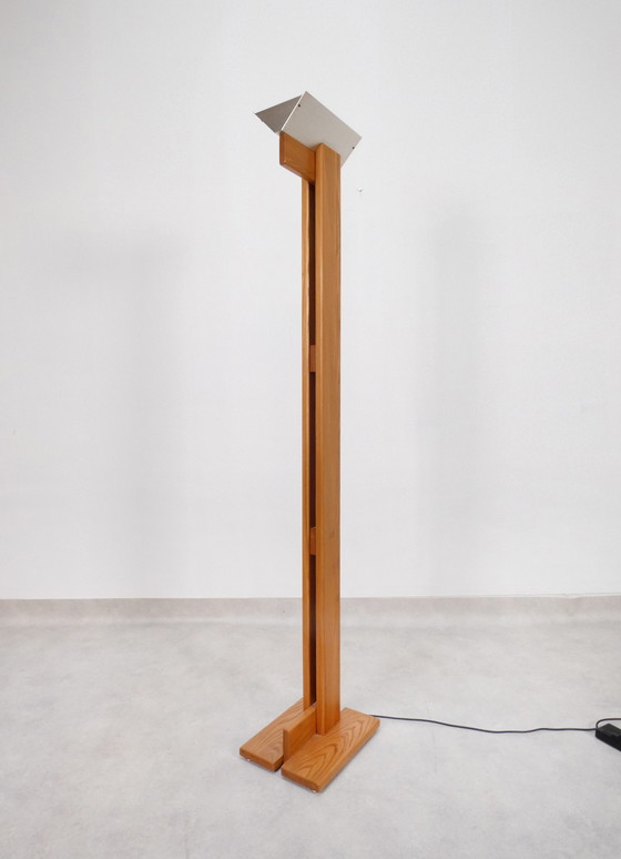 Image 1 of Italian brutalist wooden floorlamp 