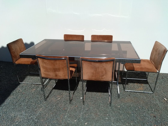 Image 1 of Belgochrom tafel en 6 stoelen