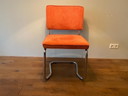 4x Vintage oranje eetkamerstoelen