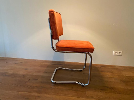 Image 1 of 4x Vintage oranje eetkamerstoelen