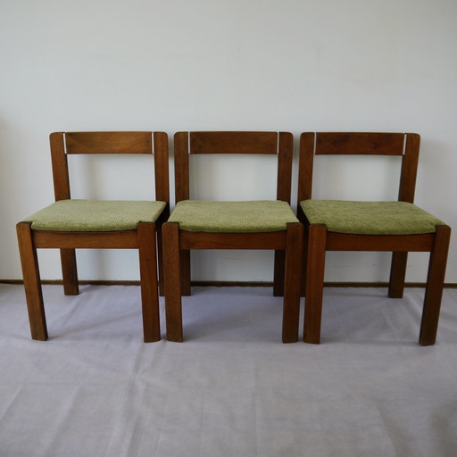 3x Vintage teakhouten eetkamerstoel