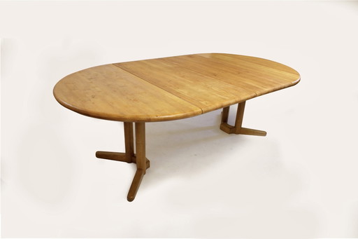 Vintage Deense ronde uitschuif eettafel