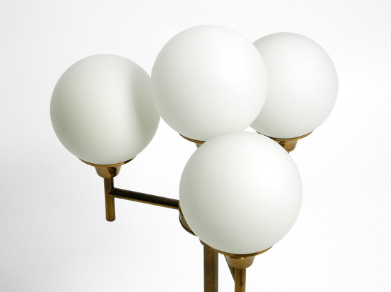 Image 1 of Prachtige grote messing tafel- of vloerlamp uit 1960 met 4 glazen bollen van Kaiser Leuchten