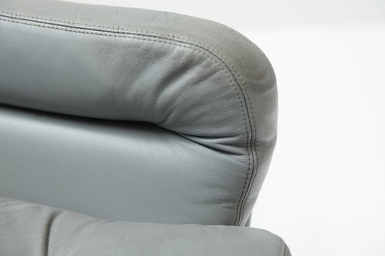 Image 1 of Vintage Elda Chair in grijs leer en zwarte kuip van Joe Colombo Italy