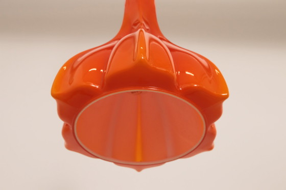 Image 1 of Vintage Oranje Glazen Hanglamp Van Peill En Putzler 1960