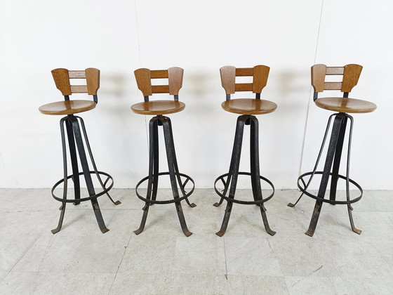 Image 1 of 4x Brutalistische barkrukken