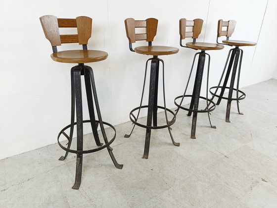 Image 1 of 4x Brutalistische barkrukken