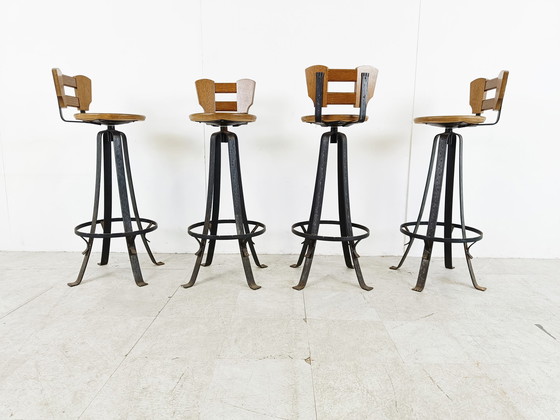 Image 1 of 4x Brutalistische barkrukken