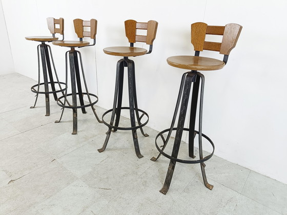 Image 1 of 4x Brutalistische barkrukken