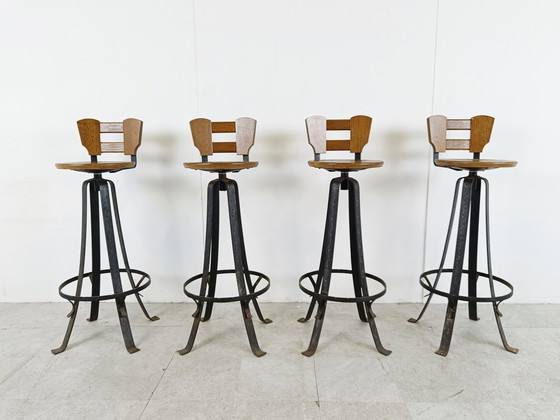 Image 1 of 4x Brutalistische barkrukken