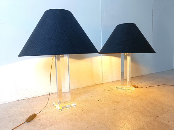 Image 1 of 2x Vintage grote lucite tafellamp