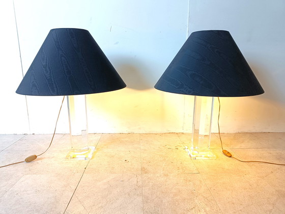 Image 1 of 2x Vintage grote lucite tafellamp