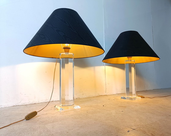 Image 1 of 2x Vintage grote lucite tafellamp