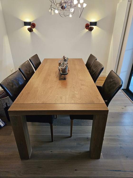 Image 1 of 6x Bert Plantagie leren stoelen, Vintage eetkamertafel en salontafel