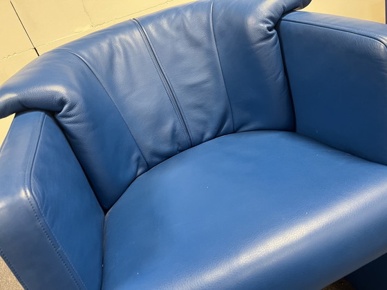 Image 1 of Rolf Benz 390 fauteuil blauw leer