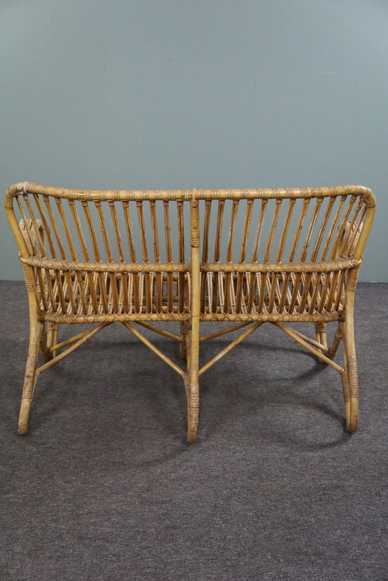 Image 1 of Vintage rotan Belse 8, 2 zits bank, Dutch Design, 1950