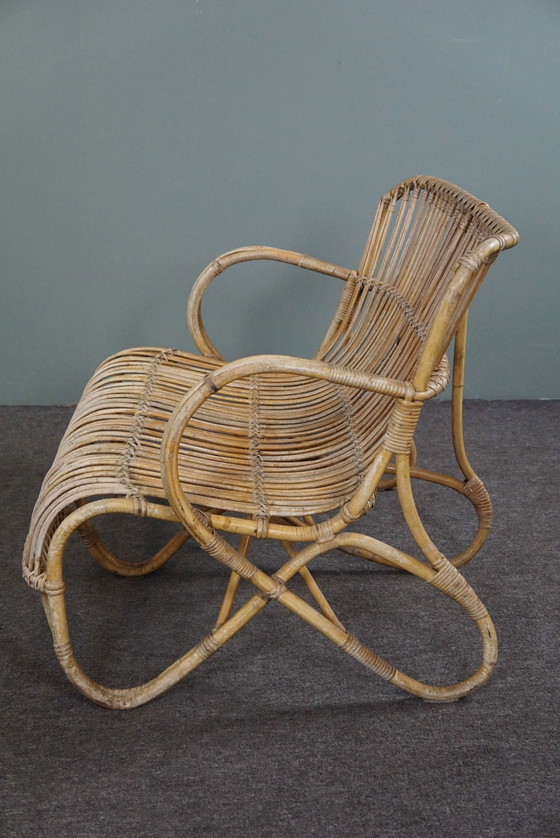 Image 1 of Vintage rotan Belse 8, 2 zits bank, Dutch Design, 1950