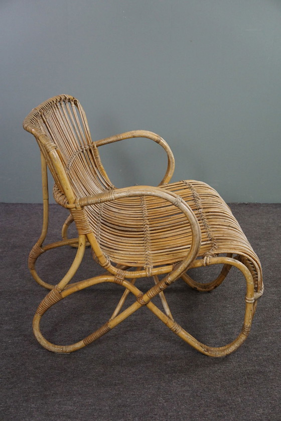 Image 1 of Vintage rotan Belse 8, 2 zits bank, Dutch Design, 1950