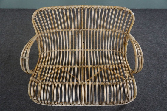 Image 1 of Vintage rotan Belse 8, 2 zits bank, Dutch Design, 1950