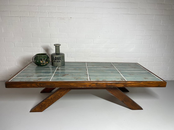 Image 1 of Vintage blue marble coffee table