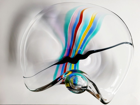 Image 1 of Livio Seguso, zware Murano glazen kom, Rainbow Design, 1993.