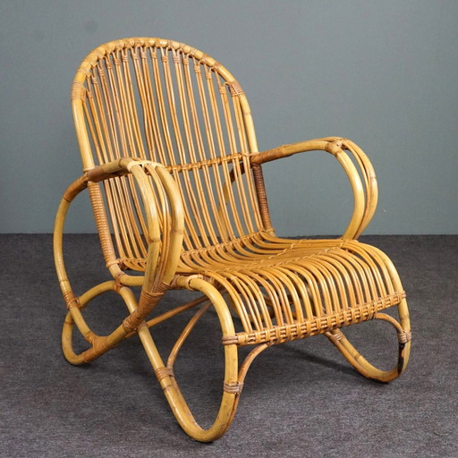 Vintage rotan fauteuil, jaren 1950