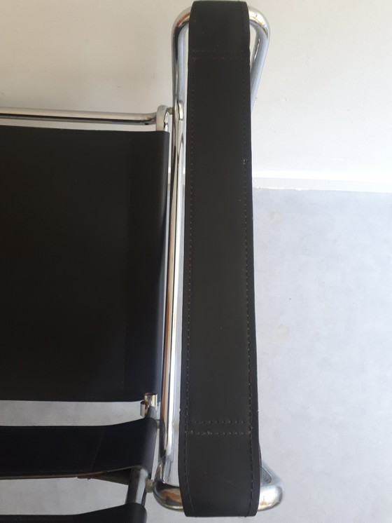 Image 1 of Vintage leren chroom fauteuil