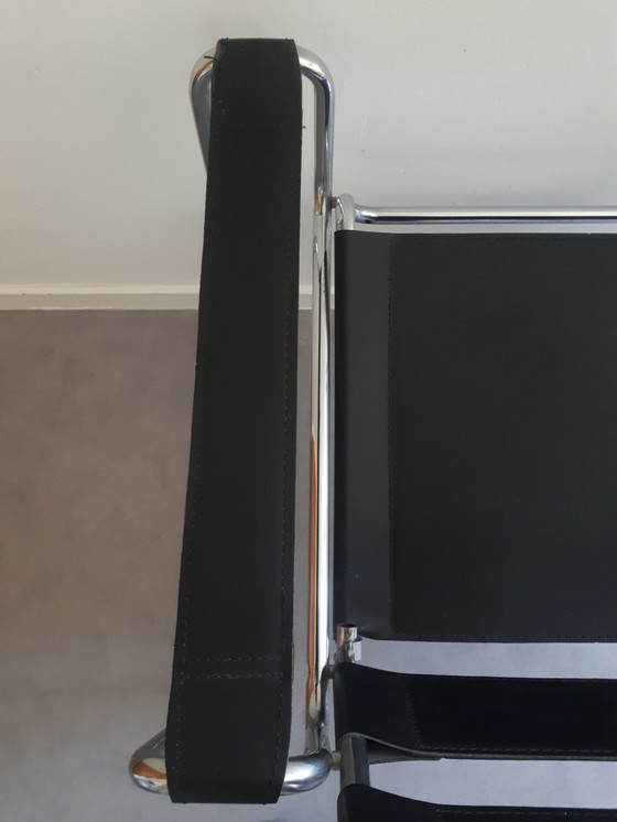 Image 1 of Vintage leren chroom fauteuil