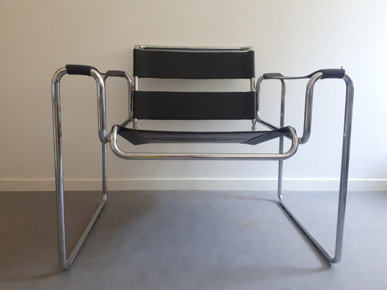 Image 1 of Vintage leren chroom fauteuil