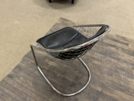 Image 1 of Minotti Cortina Eetkamerstoel zwart leer