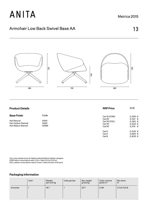 Image 1 of SP01 Design Anita Lage Draaifauteuil van Metrica