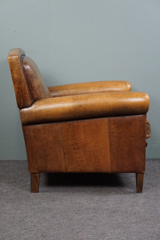 Image 1 of Goed zittende schapenleren armchair/ fauteuil