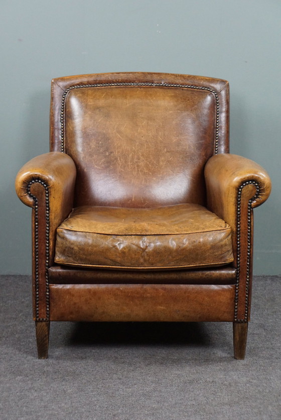 Image 1 of Goed zittende schapenleren armchair/ fauteuil