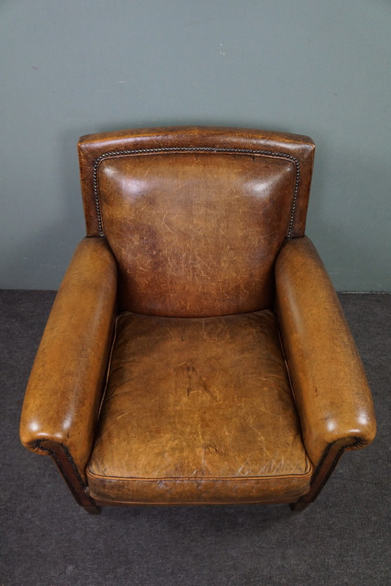 Image 1 of Goed zittende schapenleren armchair/ fauteuil