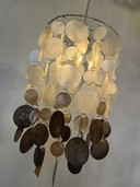 Vintage capiz schelpen hanglamp lamp parelmoer Chrome 