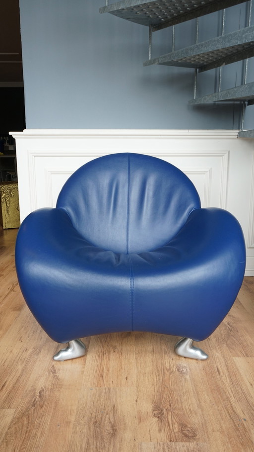 2x Leolux Papageno fauteuil blauw