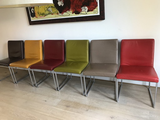 6 Harvink Point eettafelstoelen (leder, div. kleuren)