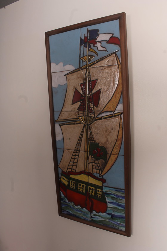 Image 1 of Kruisvaarder tegel tableau van Atelier Ardeco Vallauris