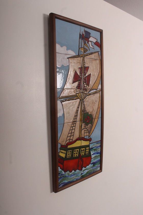 Image 1 of Kruisvaarder tegel tableau van Atelier Ardeco Vallauris