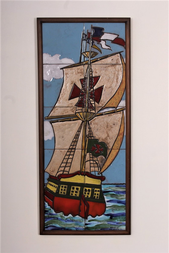 Image 1 of Kruisvaarder tegel tableau van Atelier Ardeco Vallauris