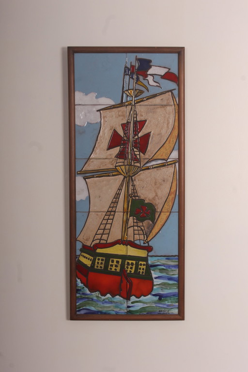 Kruisvaarder tegel tableau van Atelier Ardeco Vallauris