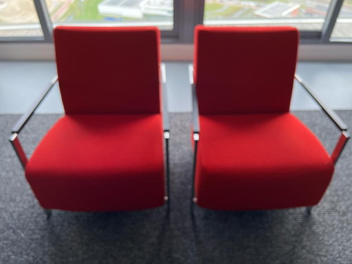 2x Harvink Alowa fauteuils kleur rood