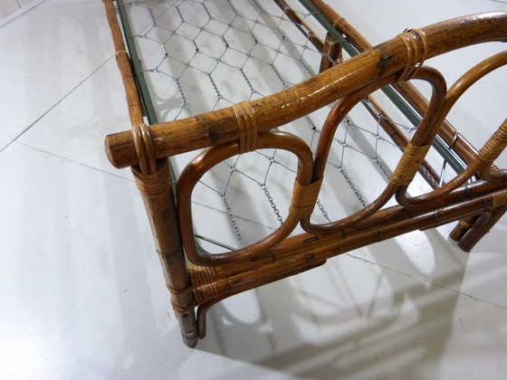 Image 1 of Rotan bed, jaren 70