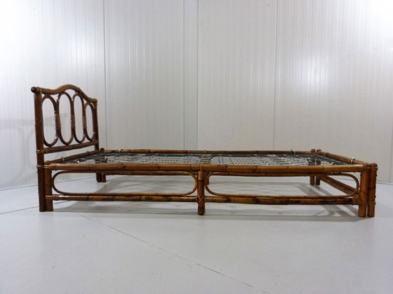 Image 1 of Rotan bed, jaren 70