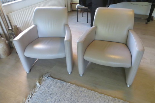 2x Leolux Quantissimo luxe fauteuils kalfsleder