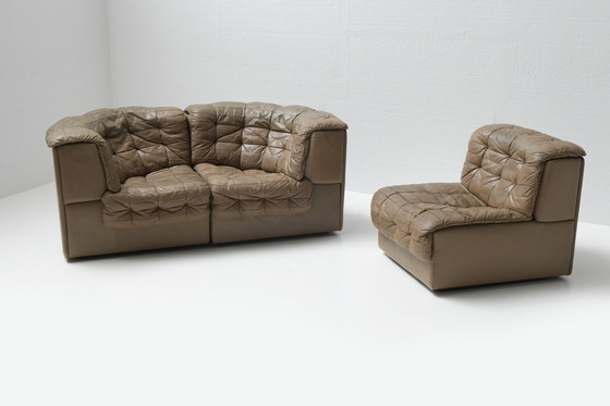 Image 1 of DS 11 modular sofa in brown patchwork leather by De Sede Team for De Sede Swiss